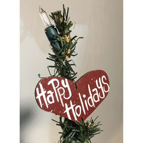 Pre-Lit Mini Christmas Tree With Snowman Family Decoration & Happy Holidays Sign - Picture 5 of 7